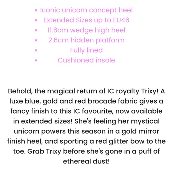 Irregular Choice Trixy unicorn heels in red brocade. 🦄 - Picture 10 of 11